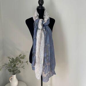 ‎Chic Scarf Blue/Gray Floral-80” long